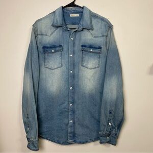 Rye 51 Men's Denim Pearl Snap Button Shirt Medium